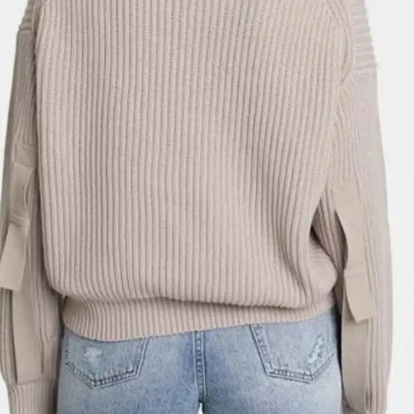 Pistola Taylor Ribbed Cropped Sweater Women’s Size M Tabbed Sleeves Blushing - Picture 9 of 10